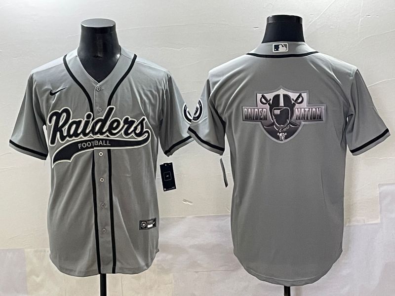 Men 2025 Oakland Raiders Blank Grey Joint Name Nike Limited NFL Jersey style 9